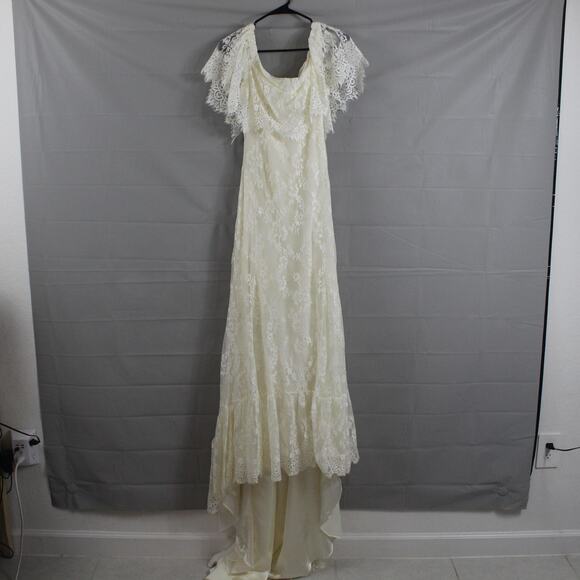 Daughters of Simone Dress Medium Winnie Maxi Ivory Boho Lace Bridal Wedding Gown - Picture 5 of 11